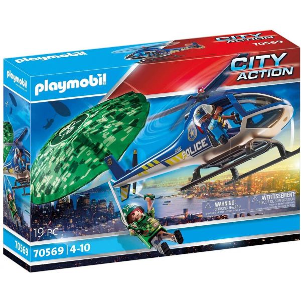 Playmobil City 70569 Action Helicóptero Da Polícia Perseguição Em Paraquedas