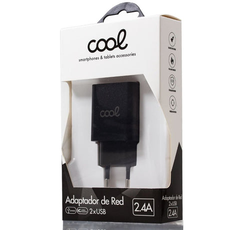 Carregador de Parede Universal Entrada 2 x USB COOL 2.4 A Preto