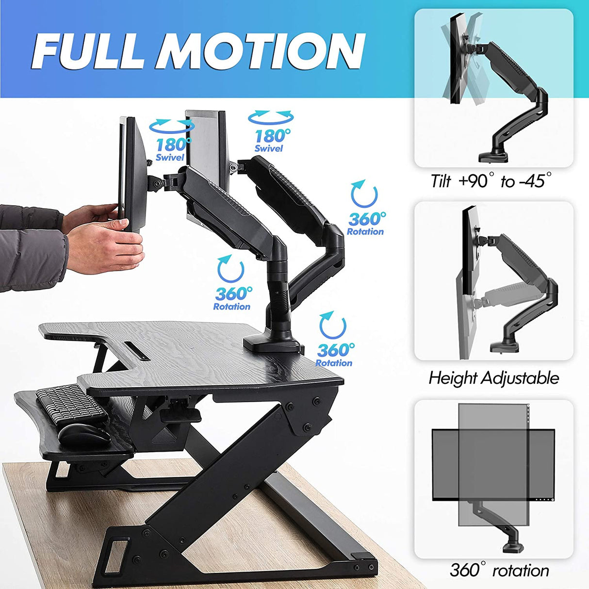 FITUEYES Suporte Monitor de Braço Duplo Articulável  VESA 75 mm e 100 mm