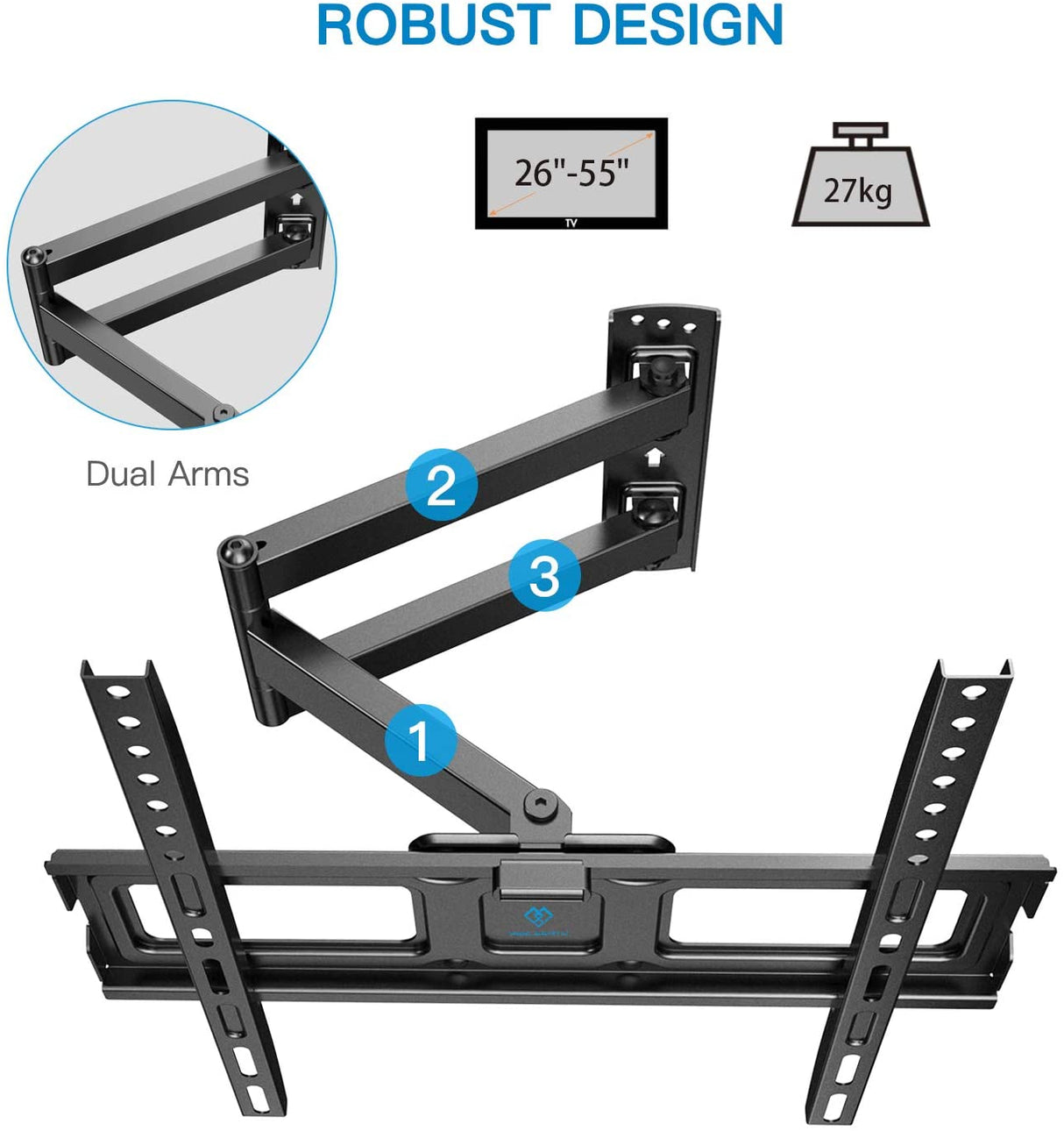 Suporte de parede para TV 26" a 55" para TVs planas e curvas