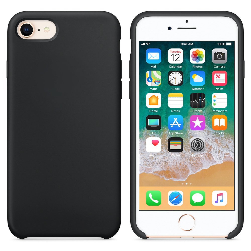 Capa de silicone com capa de borracha flexível macia para iPhone SE 2020  -  iPhone 8  -  iPhone 7 preto