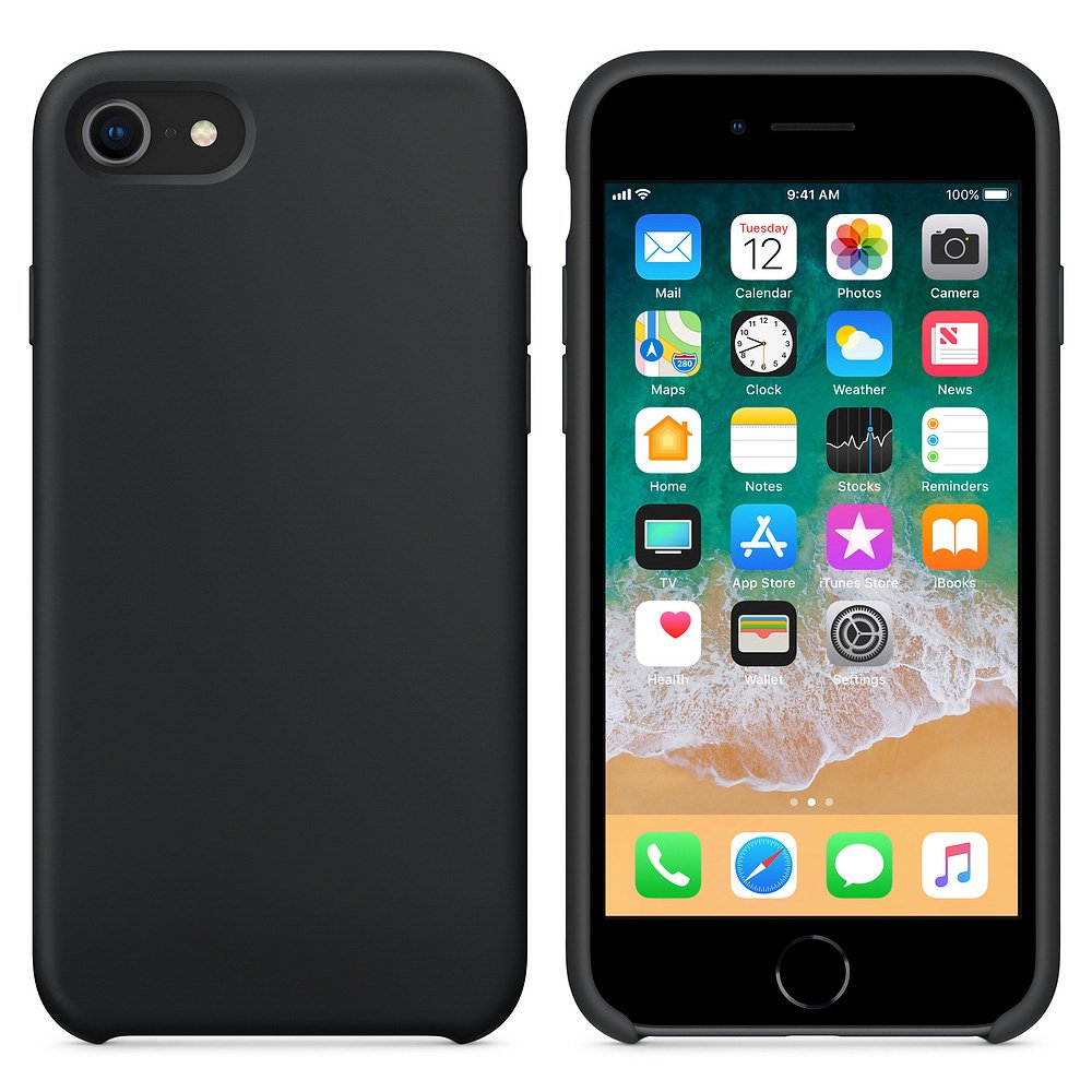 Capa de silicone com capa de borracha flexível macia para iPhone SE 2020  -  iPhone 8  -  iPhone 7 preto