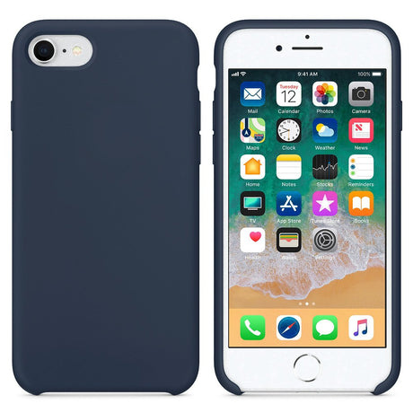 Capa de silicone com capa de borracha flexível macia para iPhone SE 2020  -  iPhone 8  -  iPhone 7 azul escuro