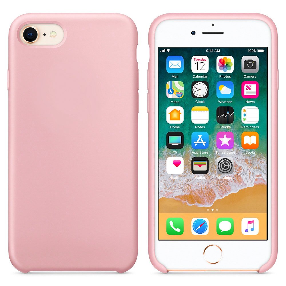 Capa de silicone com capa de borracha flexível macia para iPhone SE 2020  -  iPhone 8  -  iPhone 7 rosa