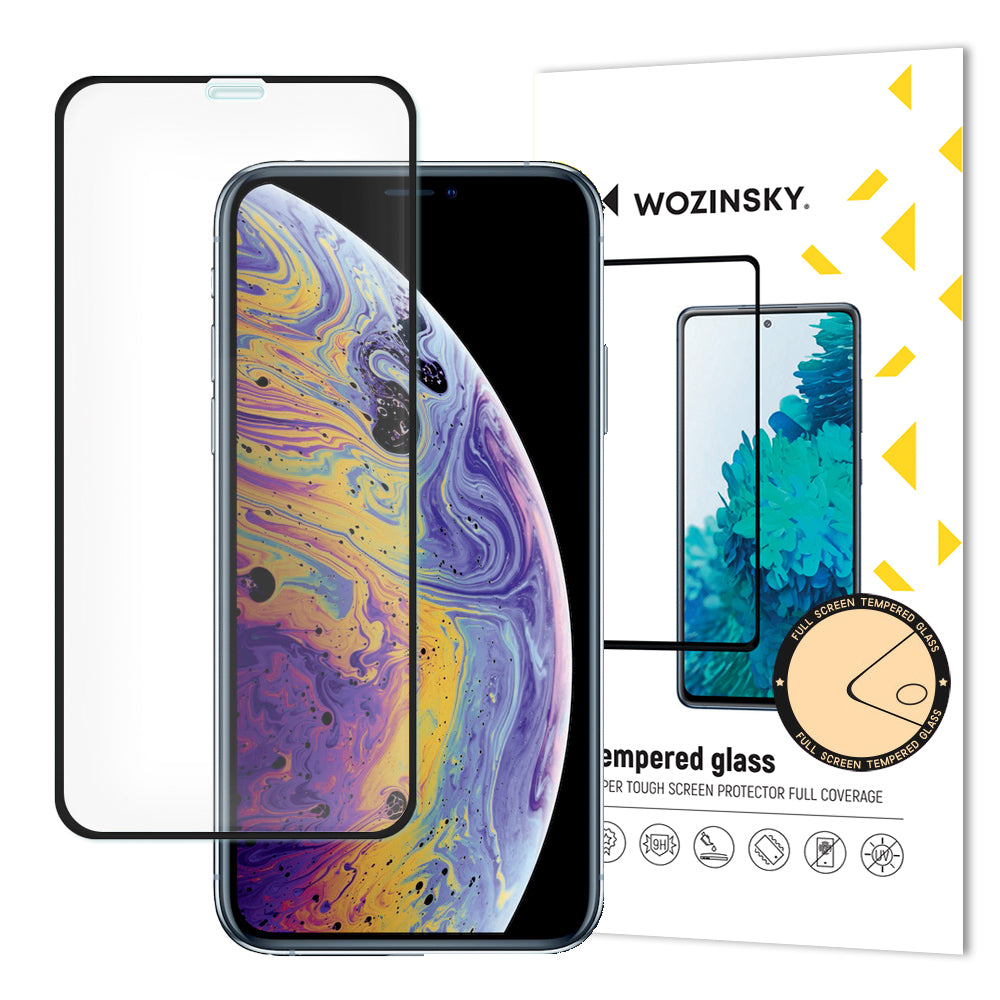 Protetor de tela super resistente de vidro temperado Wozinsky totalmente coberto com moldura compatível para Apple iPhone 11 Pro  -  iPhone XS  -  iPhone X preto