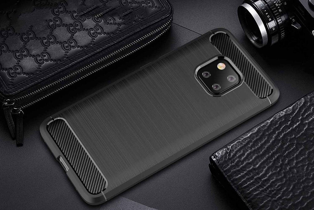 Capa carbono Capa flexível de TPU para Huawei Mate 20 Pro preta