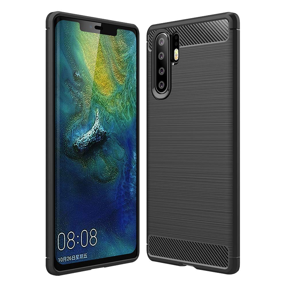 Capa carbono Capa flexível TPU para Huawei P30 Pro preta