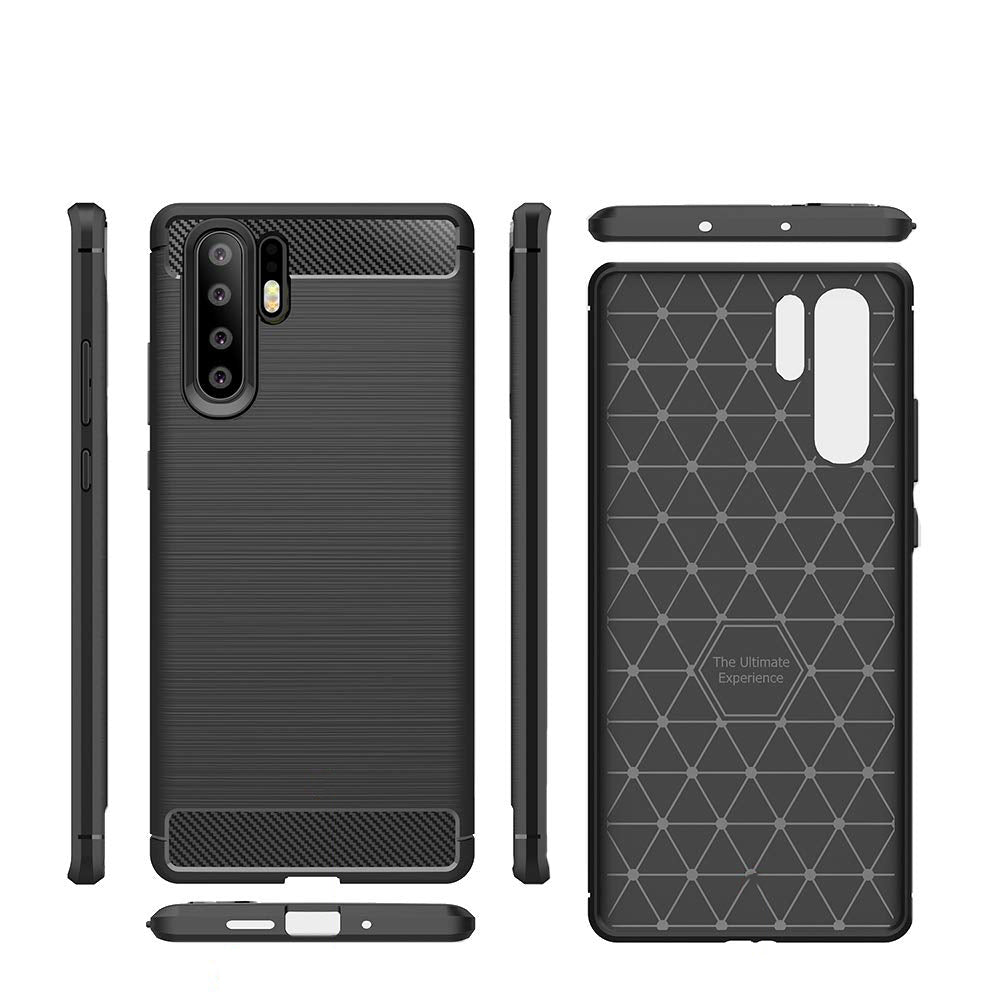 Capa carbono Capa flexível TPU para Huawei P30 Pro preta