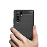 Capa carbono Capa flexível TPU para Huawei P30 Pro preta