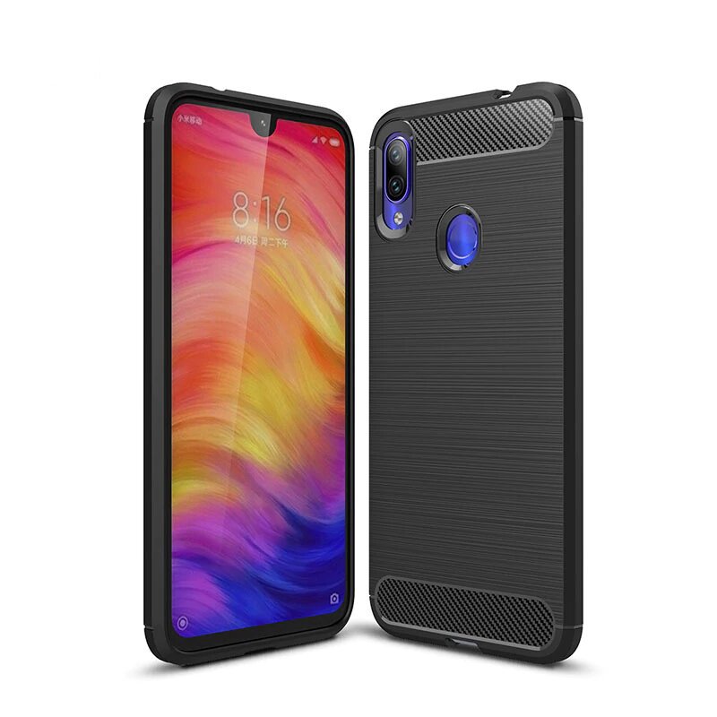 Capa carbono Capa flexível de TPU para Xiaomi Redmi Note 7 preta