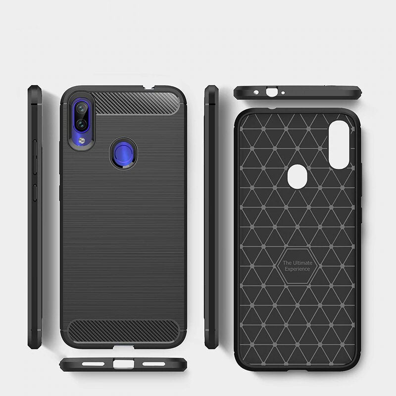 Capa carbono Capa flexível de TPU para Xiaomi Redmi Note 7 preta