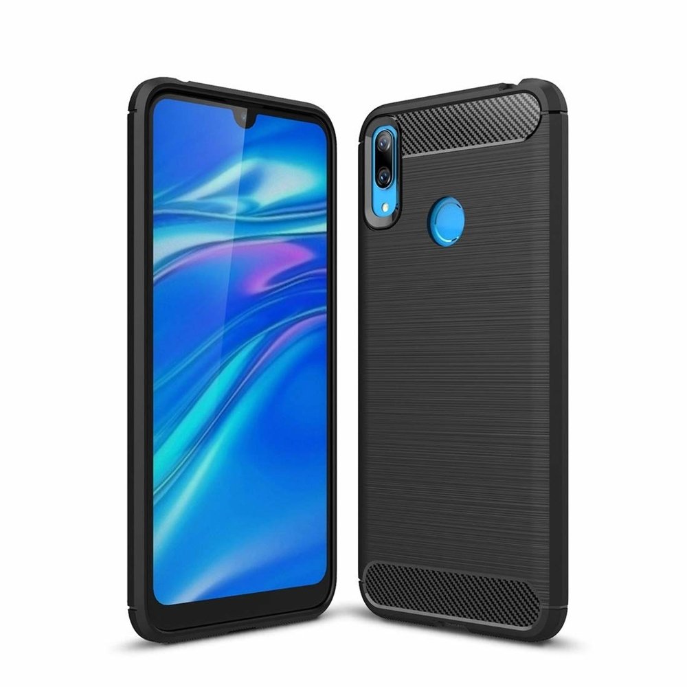 Capa carbono Capa flexível TPU para Huawei Y6 2019  -  Huawei Y6s 2019 preta