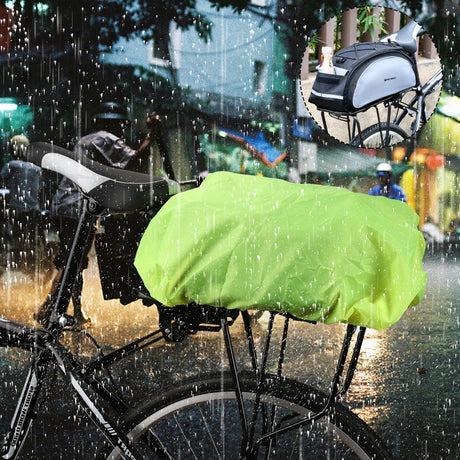 Capa impermeável universal para chuva Wozinsky para bolsa de bicicleta ou mochila verde (WBB5YW)