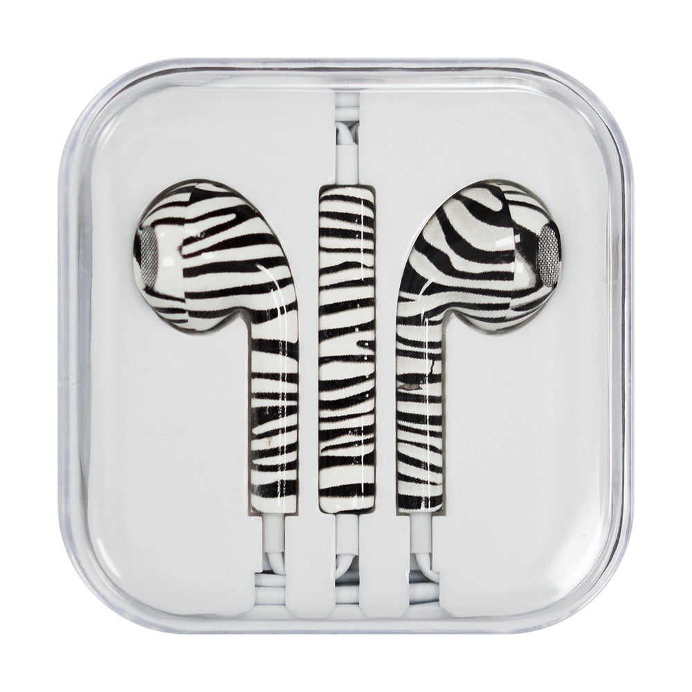 Auriculares com microfone 35 mm mini jack do iPhone iPad iPod zebra (estilo 1)