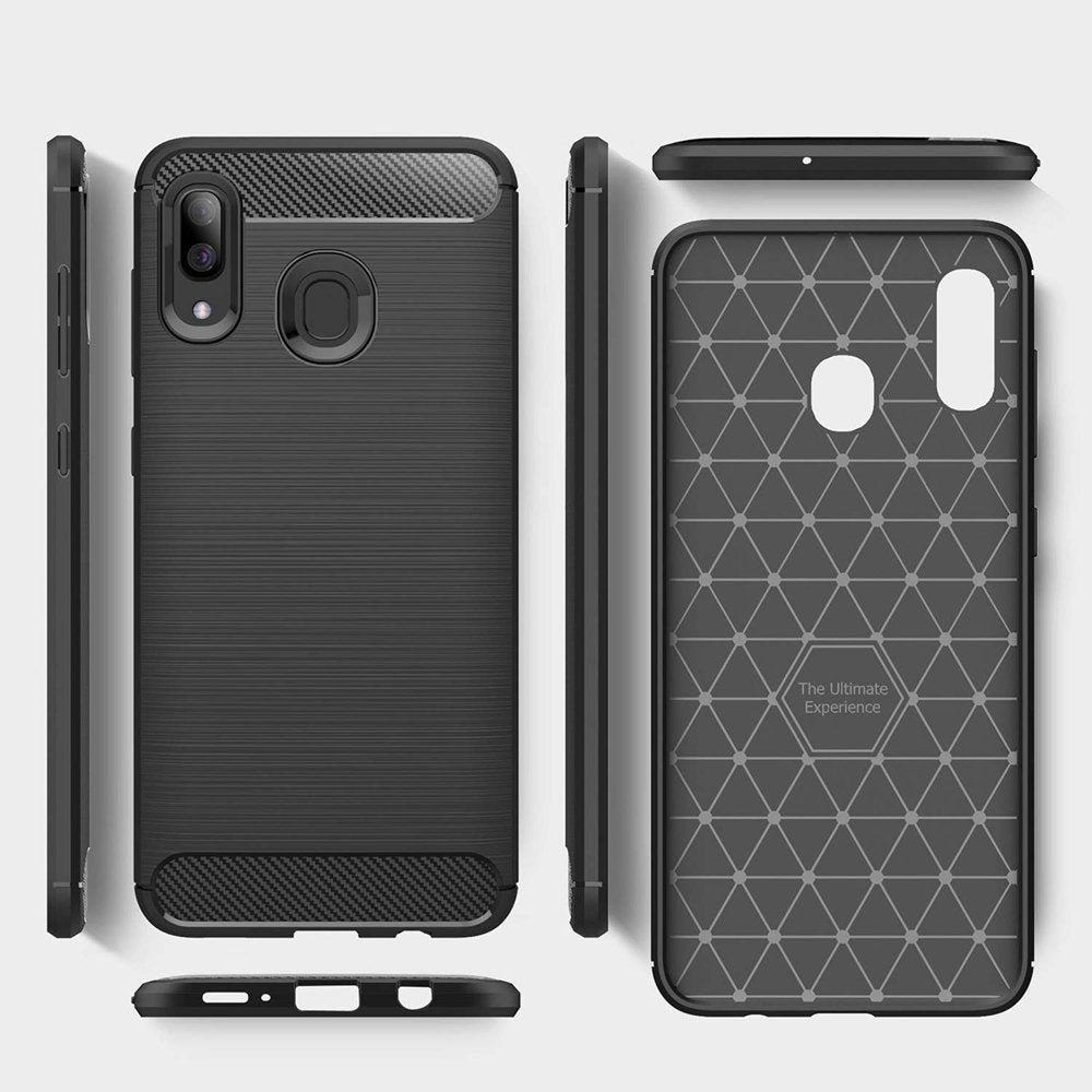 Capa carbono Capa flexível de TPU para Samsung Galaxy A30 preta