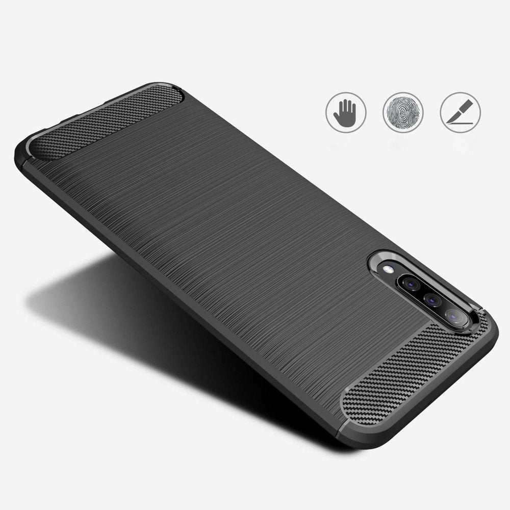 Capa carbono Capa flexível de TPU para Samsung Galaxy A70 preta