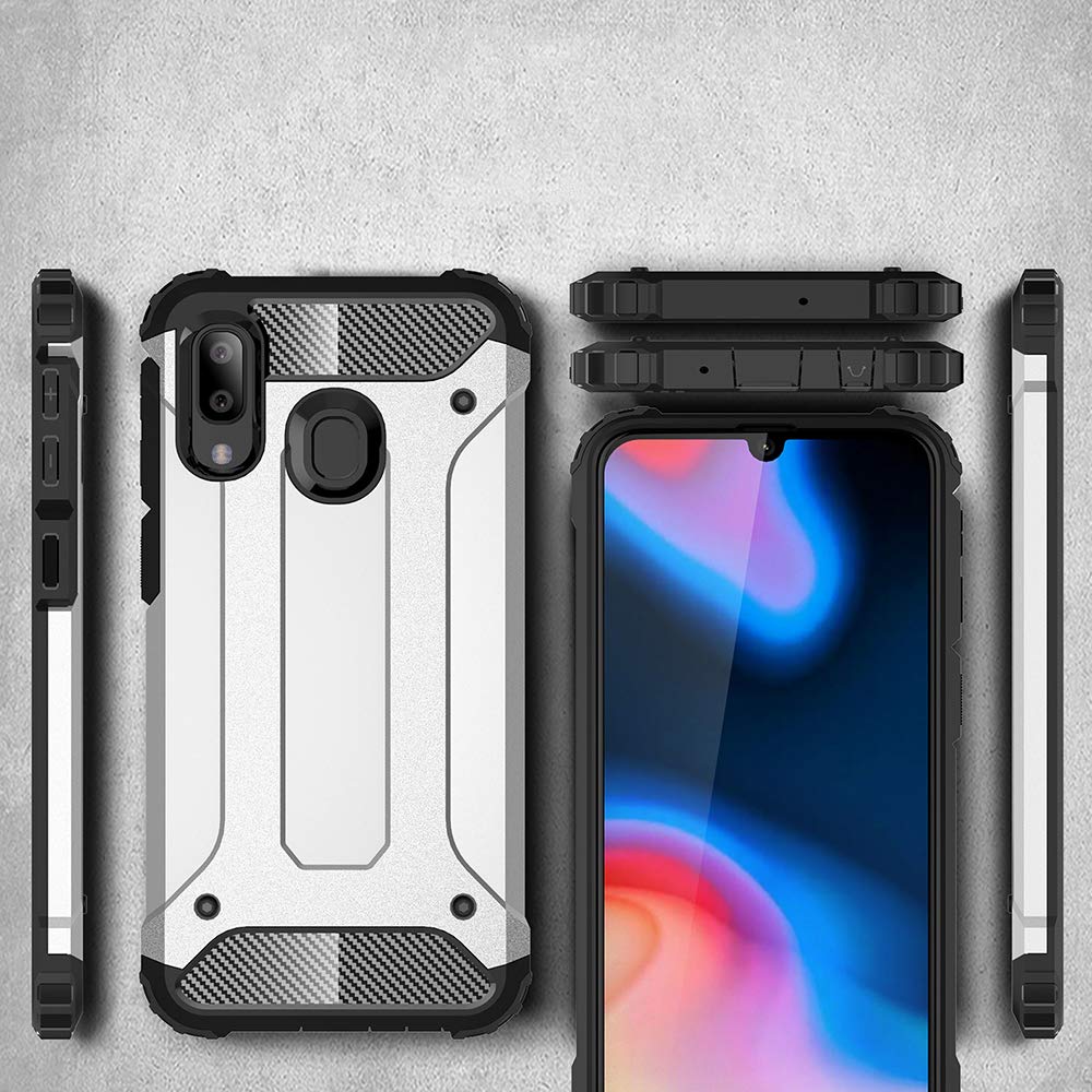 Capa Hybrid Armor Capa resistente e resistente para Samsung Galaxy A40 prata