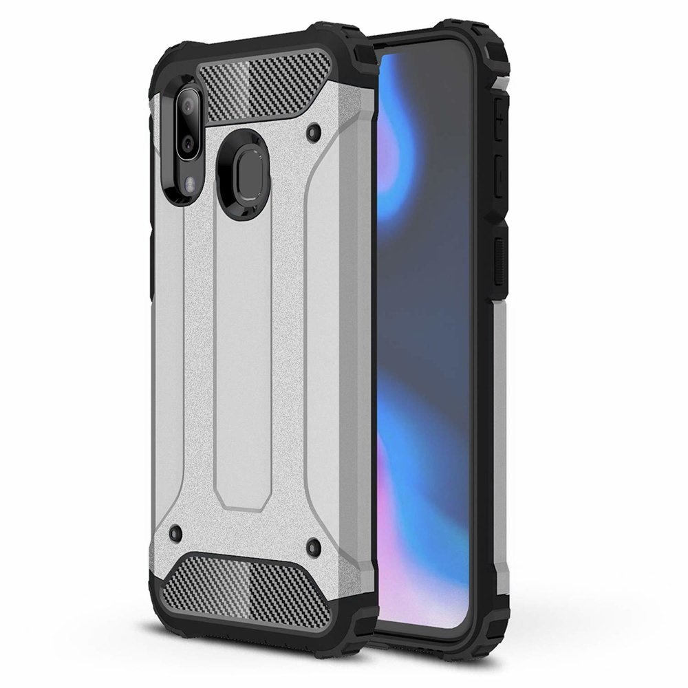 Capa Hybrid Armor Capa resistente e resistente para Samsung Galaxy A40 prata