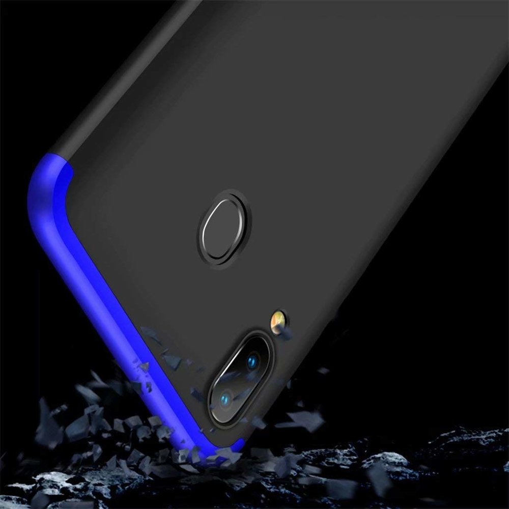 GKK 360 Capa de proteção frontal e traseira capa completa para Samsung Galaxy A40 preto-azul