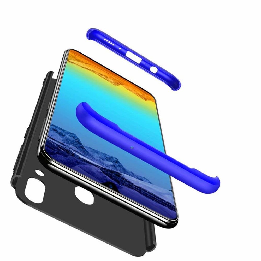 GKK 360 Capa de proteção frontal e traseira capa completa para Samsung Galaxy A40 preto-azul