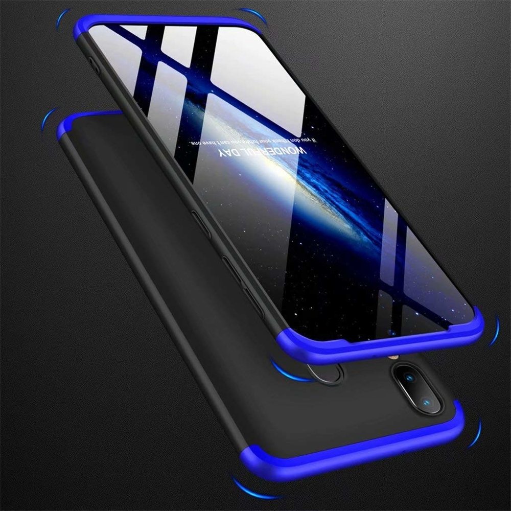 GKK 360 Capa de proteção frontal e traseira capa completa para Samsung Galaxy A40 preto-azul