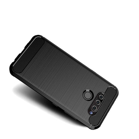 Capa carbono Capa flexível TPU para LG Q60  -  LG K50 preta