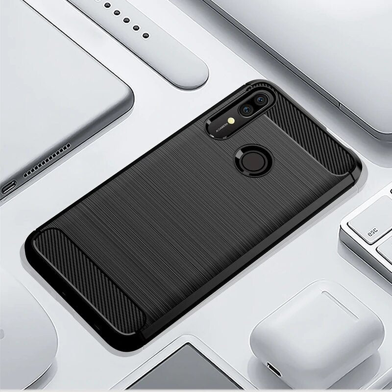 Capa carbono Capa flexível de TPU para Huawei P Smart Z preta