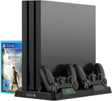 Base para Ps4 Suporta 2 comandos + Consola + 16 Jogos