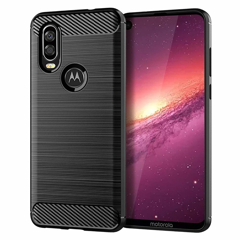 Capa carbono Capa flexível TPU para Motorola One Vision preta