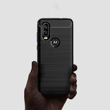 Capa carbono Capa flexível TPU para Motorola One Vision preta