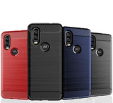 Capa carbono Capa flexível TPU para Motorola One Vision preta