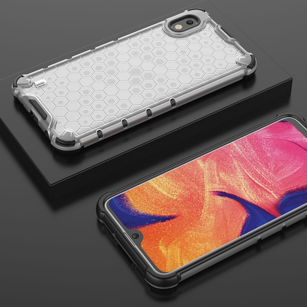 Capa de armadura de favo de mel com proteção de TPU para Samsung Galaxy A10 transparente