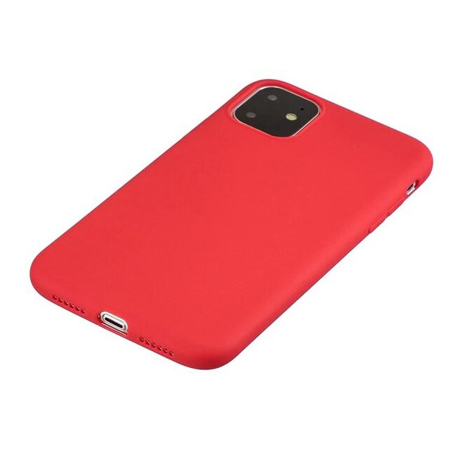 Capa de silicone com capa de borracha flexível macia para iPhone 11 vermelho