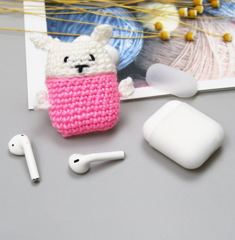 Caixa de silicone para Auriculares AirPods 2gen  -  1gen com um gorro de lã Bunny