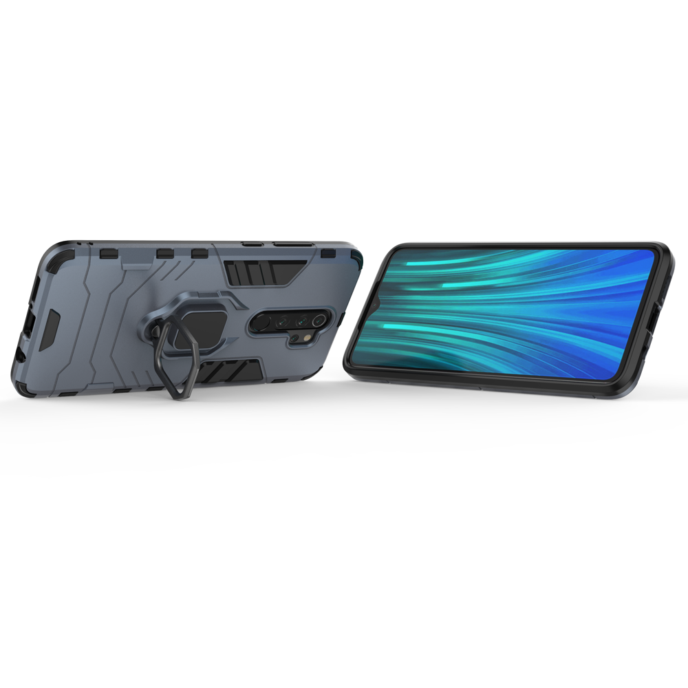 Estojo de armadura de anel Suporte magnético de suporte para carro Capa resistente e resistente para Xiaomi Redmi Note 8 Pro azul