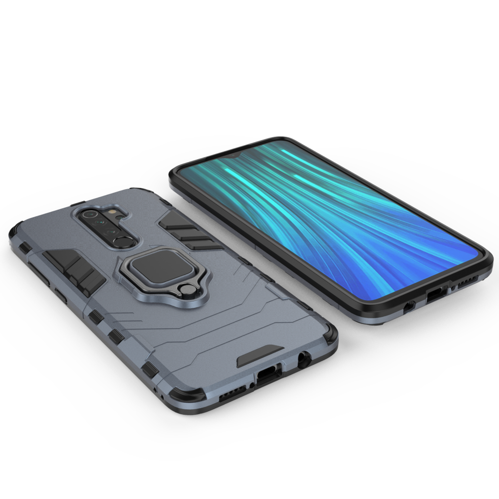 Estojo de armadura de anel Suporte magnético de suporte para carro Capa resistente e resistente para Xiaomi Redmi Note 8 Pro azul