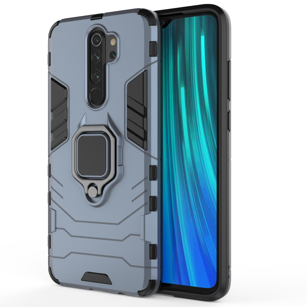 Estojo de armadura de anel Suporte magnético de suporte para carro Capa resistente e resistente para Xiaomi Redmi Note 8 Pro azul