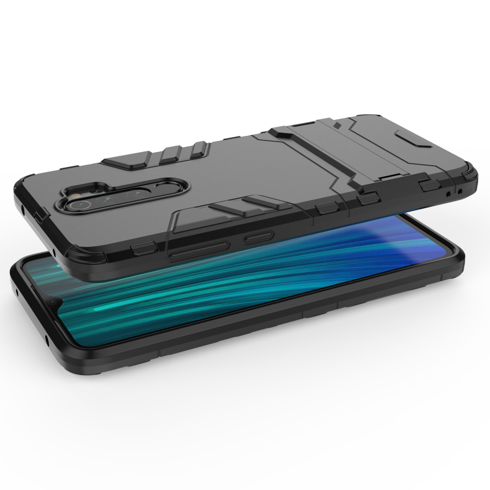 Capa de armadura de suporte Capa resistente e resistente para Xiaomi Redmi Note 8 Pro preta