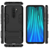 Capa de armadura de suporte Capa resistente e resistente para Xiaomi Redmi Note 8 Pro preta