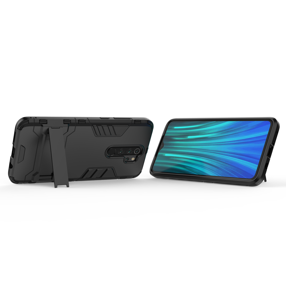 Capa de armadura de suporte Capa resistente e resistente para Xiaomi Redmi Note 8 Pro preta