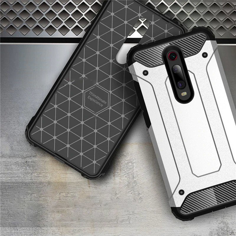 Capa de armadura híbrida capa resistente e resistente para Xiaomi Redmi 8 prata