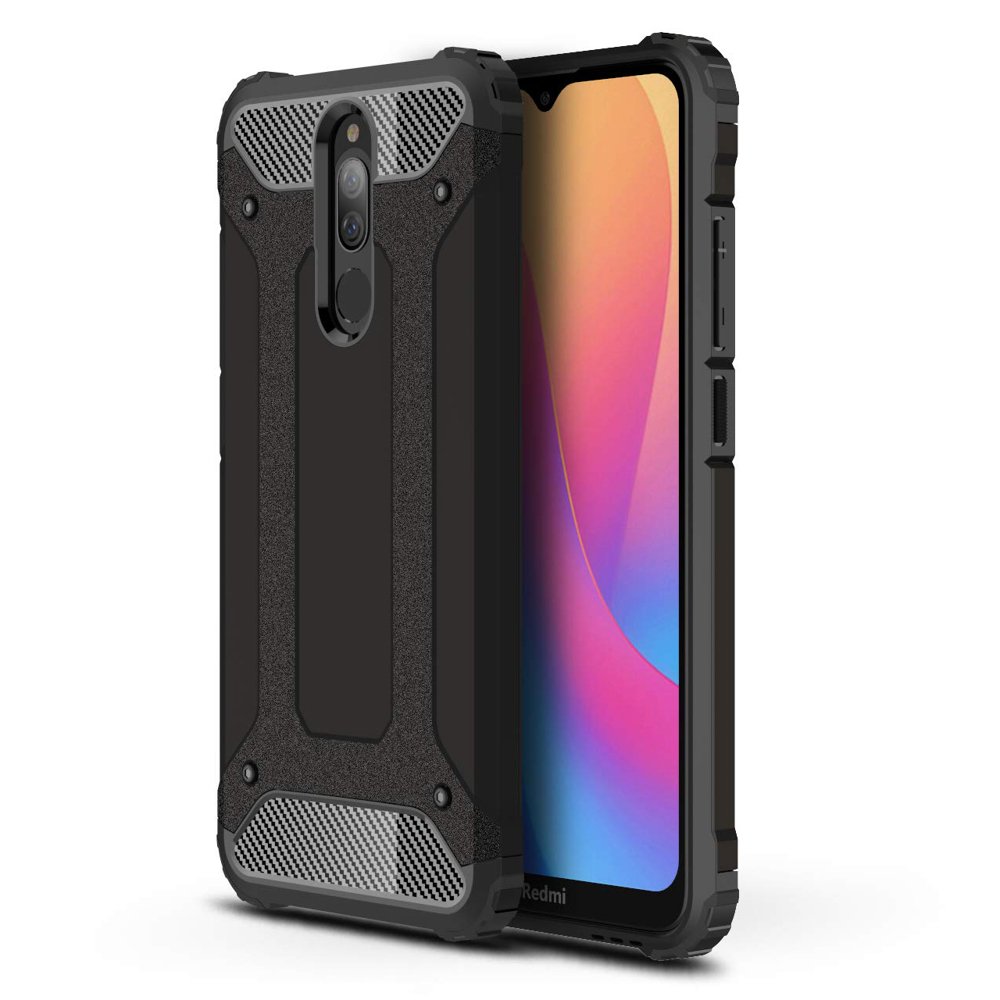 Capa de armadura híbrida capa resistente e resistente para Xiaomi Redmi 8 preta