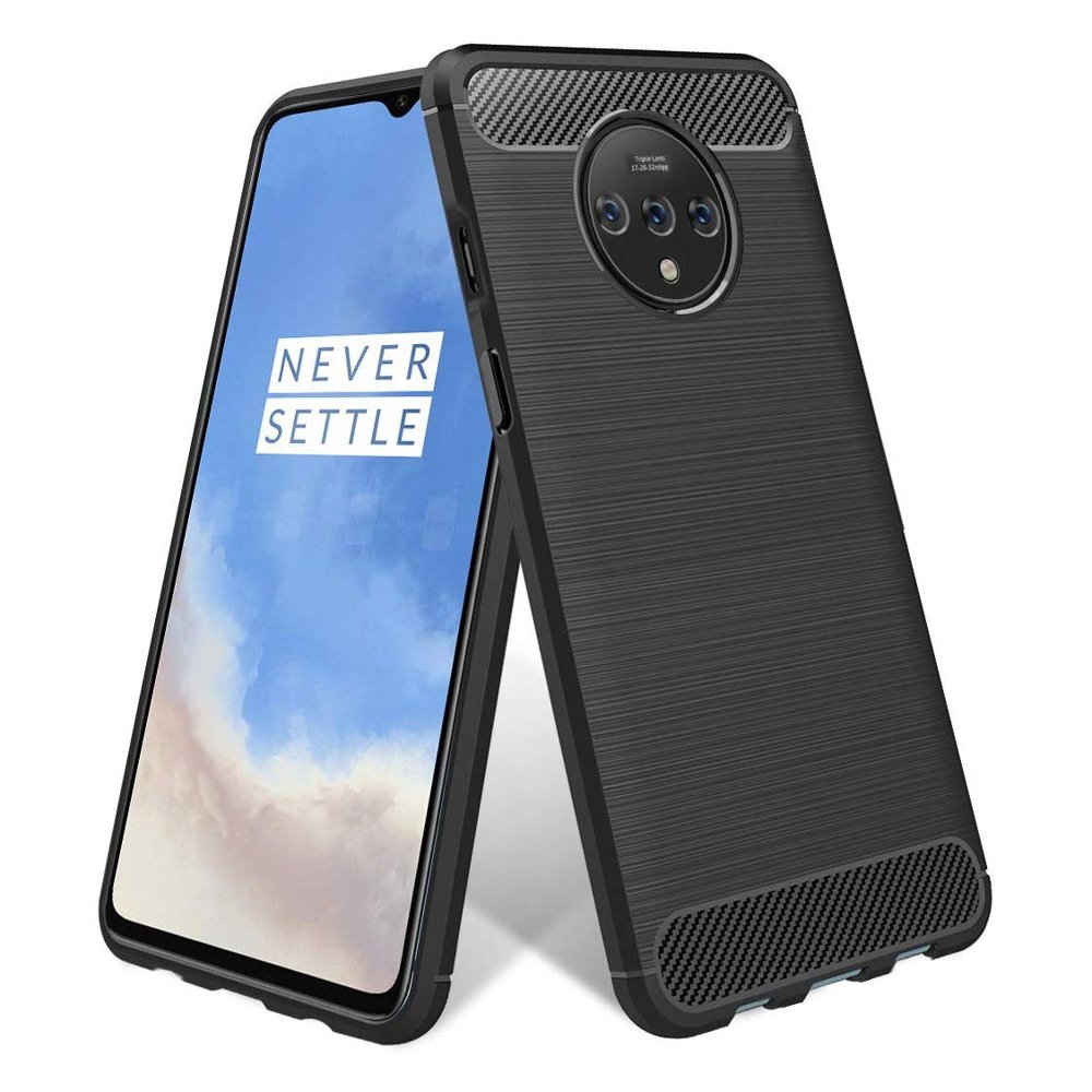 Estojo de carbono Estojo flexível de TPU para OnePlus 7T preto