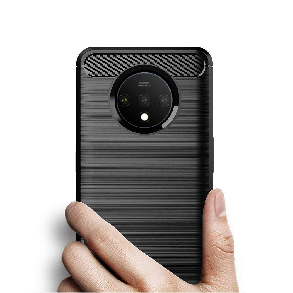 Estojo de carbono Estojo flexível de TPU para OnePlus 7T preto