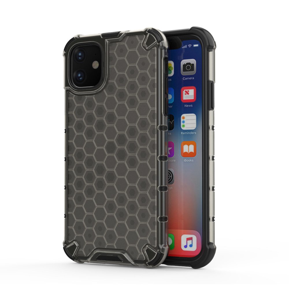 Capa de armadura de favo de mel com pára-choque de TPU para iPhone 11 preto