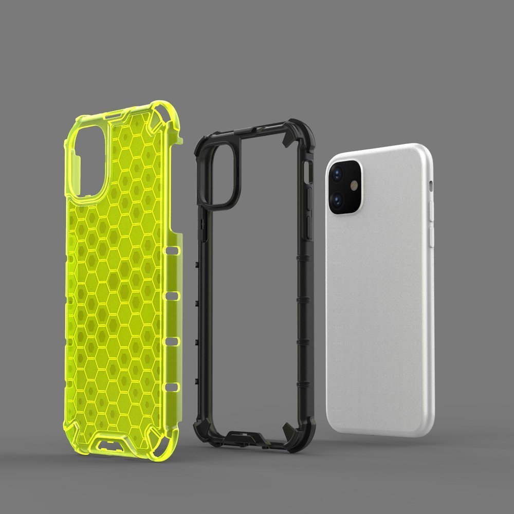 Capa de armadura de favo de mel com pára-choque de TPU para iPhone 11 preto