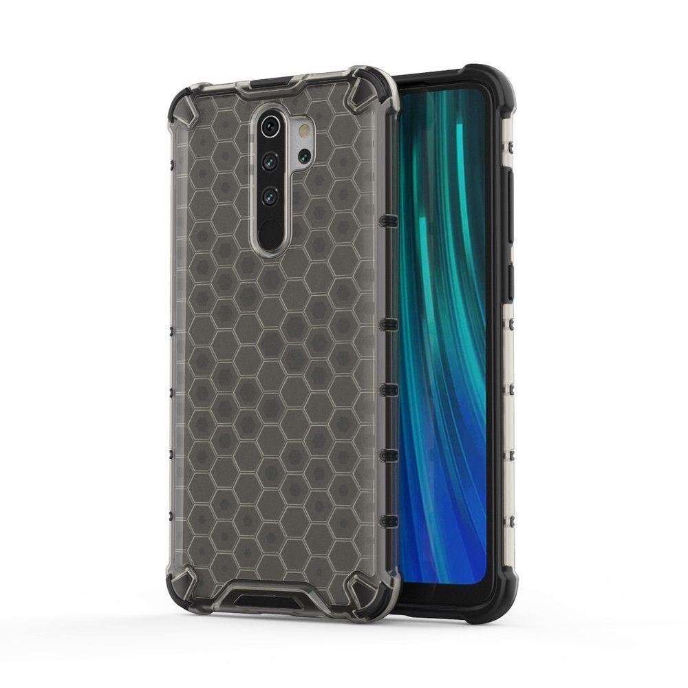 Capa de armadura em caixa de favo de mel com pára-choque de TPU para Xiaomi Redmi Note 8 Pro preto