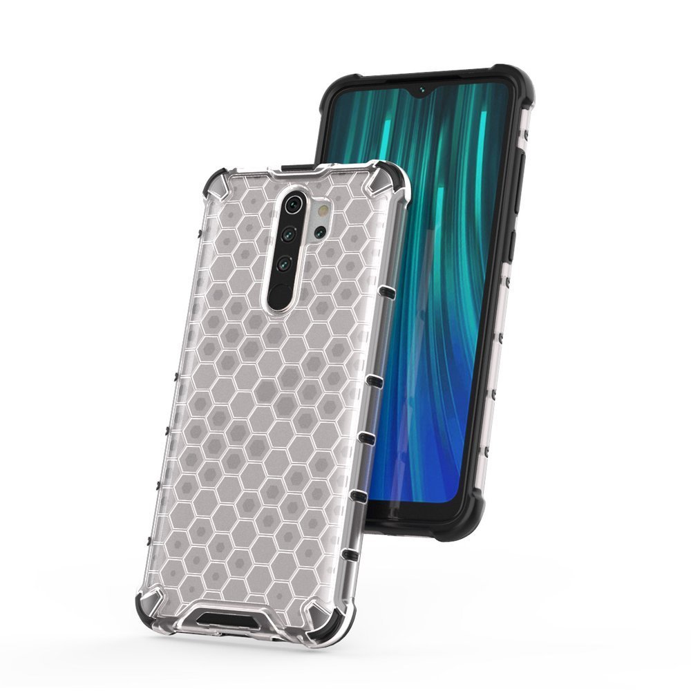 Capa de armadura em caixa de favo de mel com pára-choque de TPU para Xiaomi Redmi Note 8 Pro preto