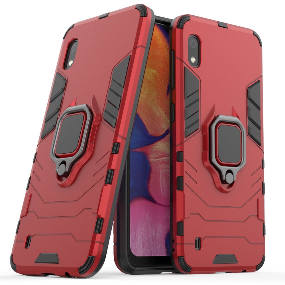 Ring Armor Case Kickstand Capa resistente e resistente para Samsung Galaxy A10 vermelho