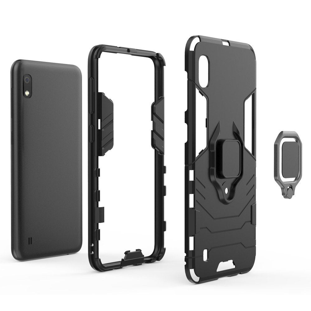 Ring Armor Case Kickstand Capa resistente e resistente para Samsung Galaxy A10 vermelho